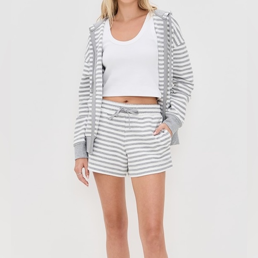 Splendid Striped Hoodie With Coordinating Shorts